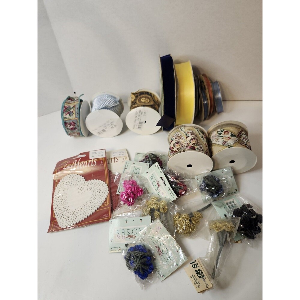Lot Of 25 Crafting Ribbon And Flowers